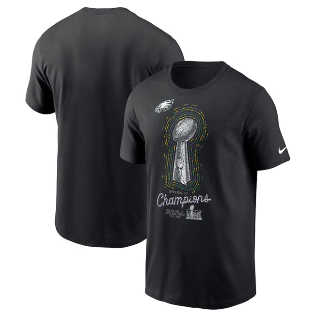 Men's Black Philadelphia Eagles Super Bowl LIX Champions Lombardi Trophy T-Shirt
